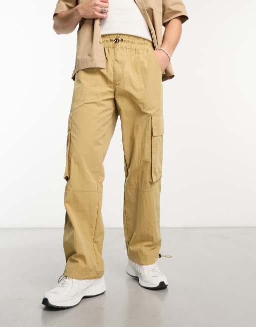 ASOS DESIGN baggy cargo pants in khaki