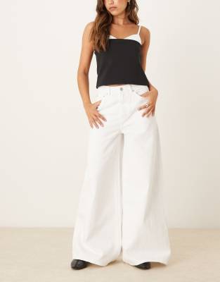 Asos Design Wide Leg Palazzo Jean In White