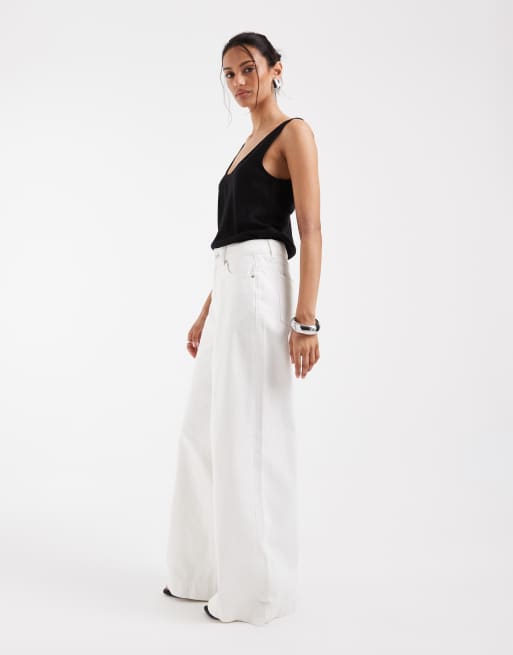 ASOS DESIGN wide leg palazzo jeans in white, 2 of 5