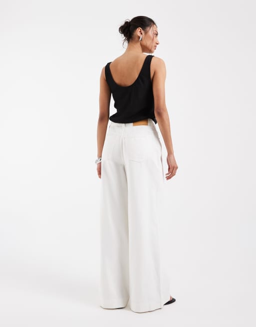 ASOS DESIGN wide leg palazzo jeans in white, 3 of 5