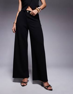 Asos Design Wide Leg Pant In Black