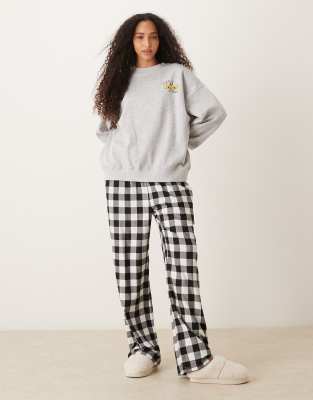 Asos Design Wide Leg Pants And Sweater Set In Gray
