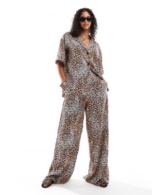 Asos Design Wide Leg Pants In Animal Print - Part Of A Set-multi