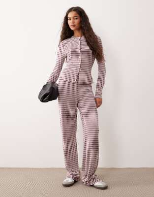 Asos Design Wide Leg Pants In Brown