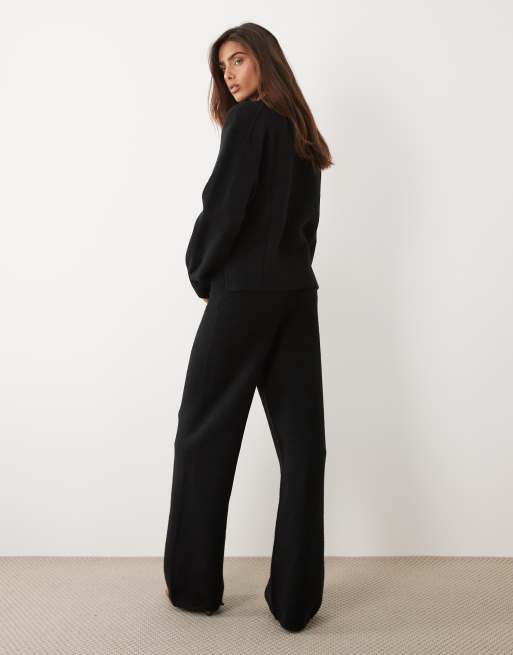 ASOS DESIGN wide leg pants in black (part of a set), 5 of 5