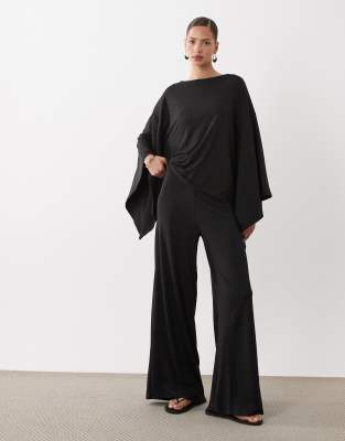 Asos Design Wide Leg Pants In Black