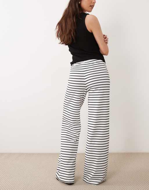 ASOS DESIGN wide leg pants in black stripe, 5 of 5