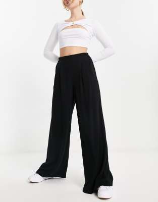 ASOS DESIGN WIDE LEG PANTS IN BLACK