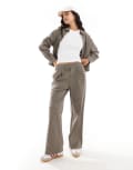 [ASOS DESIGN] ASOS DESIGN wide leg pants in brown check (part of a set)-Grey 12 Brown