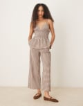 [ASOS DESIGN] ASOS DESIGN wide leg pants in brown gingham M Brown gingham
