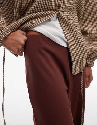 Asos Design Wide Leg Pants In Brown