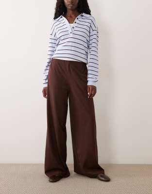 Asos Design Wide Leg Pants In Yellow