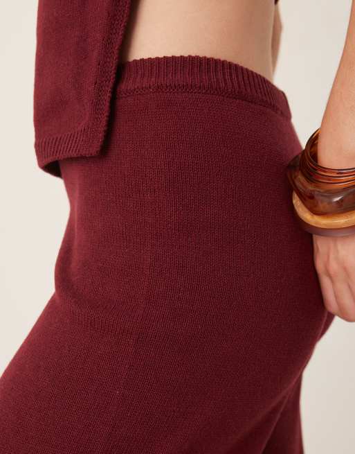 ASOS DESIGN wide leg pants in burgundy (Part of a set), 2 of 5