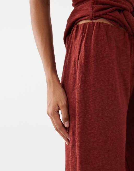 ASOS DESIGN wide leg pants in burgundy - part of a set, 5 of 5