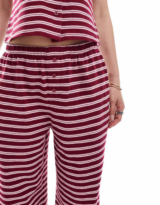 ASOS DESIGN wide leg pants in burgundy stripe - part of a set, 5 of 5