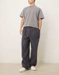 [ASOS DESIGN] ASOS DESIGN wide leg pants in check-Navy W30 NAVY