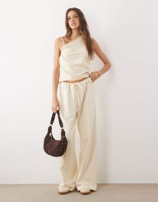 ASOS DESIGN wide leg pants in cream - part of a set