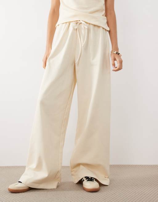 ASOS DESIGN wide leg pants in cream (part of a set), 2 of 5