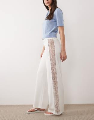 Asos Design Wide Leg Pants In White
