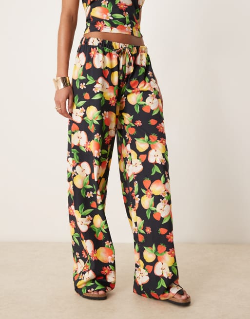 ASOS DESIGN wide leg pants in fruit print - part of a set