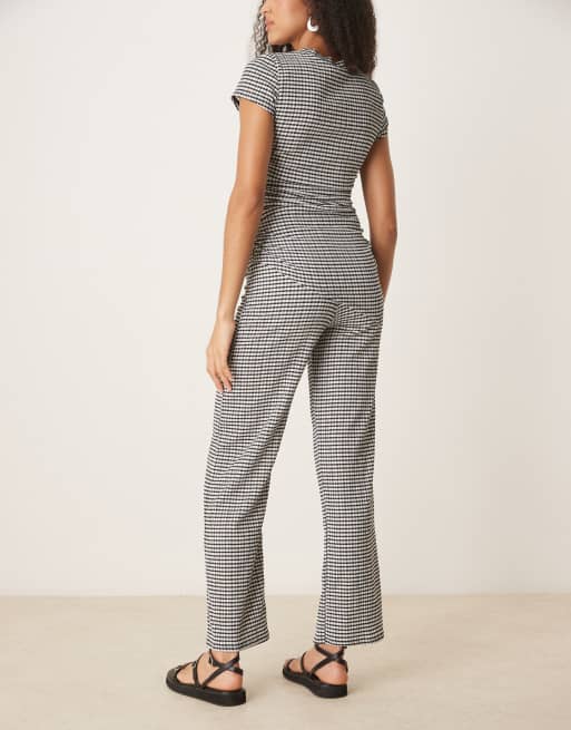 ASOS DESIGN wide leg pants in gingham (part of a set), 3 of 5