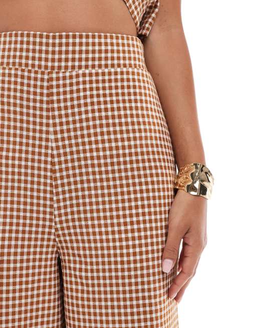 ASOS DESIGN wide leg pants in gingham - part of a set