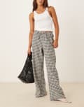 [ASOS DESIGN] ASOS DESIGN wide leg pants in gingham-Multi XS Mono gingham