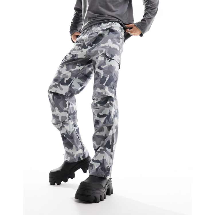 ASOS DESIGN slouchy knee dart cargo pants in camo