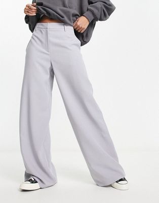 ASOS DESIGN wide leg pants in gray | ASOS