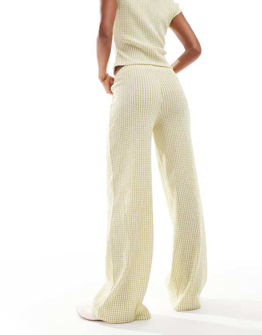 ASOS DESIGN wide leg pants in green check (part of a set), 2 of 5