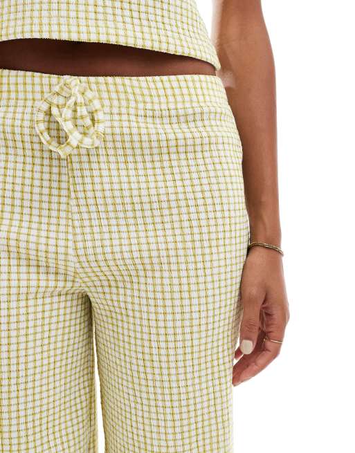 ASOS DESIGN wide leg pants in green plaid - part of a set, 4 of 5