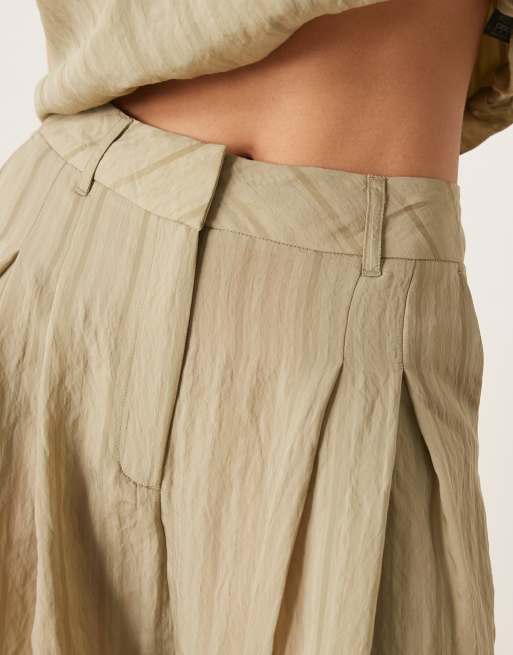 ASOS DESIGN wide leg pants in green tonal stripe - part of a set, 3 of 5