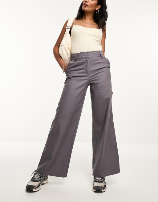 ASOS DESIGN wide leg pants in grey
