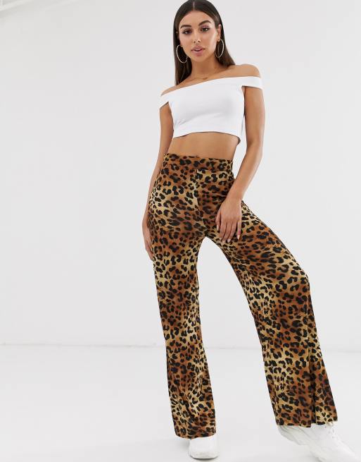 Leopard Print Wide Leg Pants - Medium  Printed wide leg pants, Flowy wide  leg pants, Animal print pants