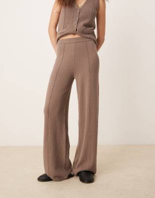 Asos Design Wide Leg Pants In Neutral