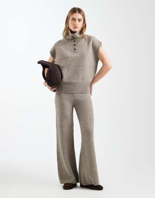 Asos Design Wide Leg Pants In Brown