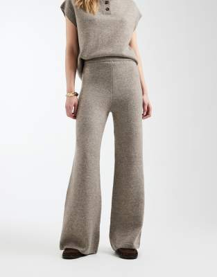 Asos Design Wide Leg Pants In Brown