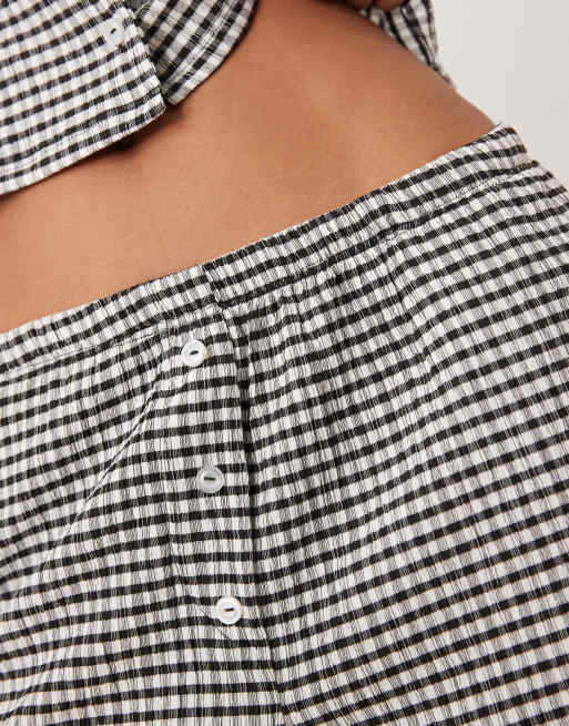 ASOS DESIGN wide leg pants in mono gingham- part of a set, 2 of 5