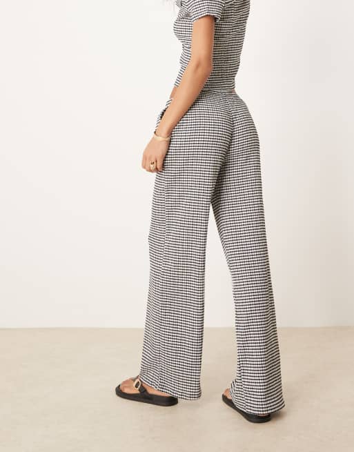ASOS DESIGN wide leg pants in mono gingham- part of a set, 3 of 5
