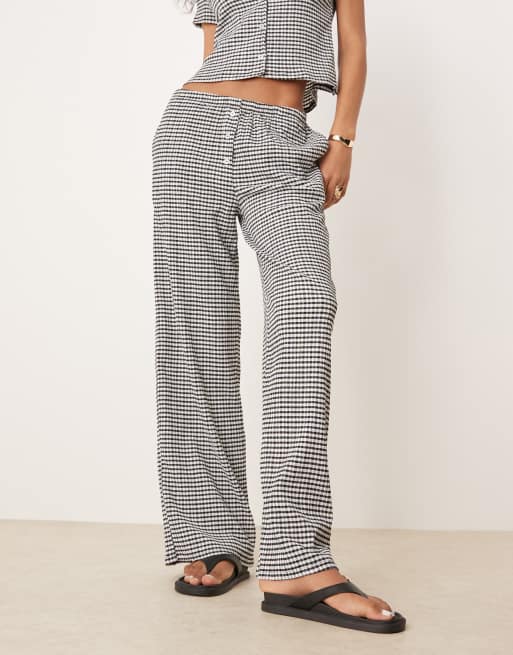 ASOS DESIGN wide leg pants in mono gingham- part of a set, 5 of 5
