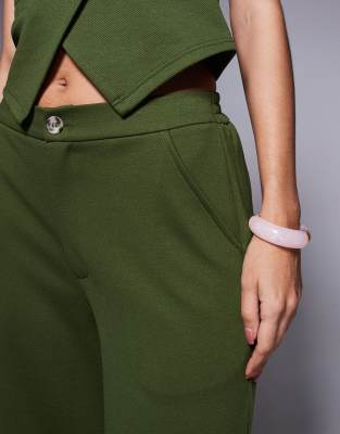 Asos Design Wide Leg Pants In Green