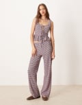 [ASOS DESIGN] ASOS DESIGN wide leg pants in pink and black gingham (part of a set)-Multi M Gingham