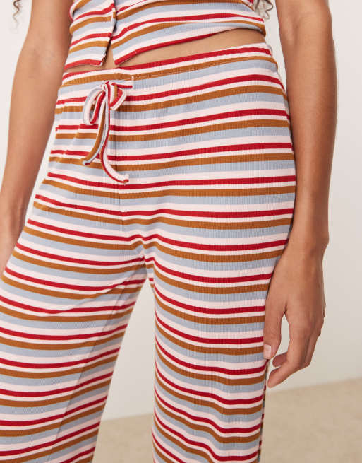 ASOS DESIGN wide leg pants in pink stripe - part of a set, 4 of 5
