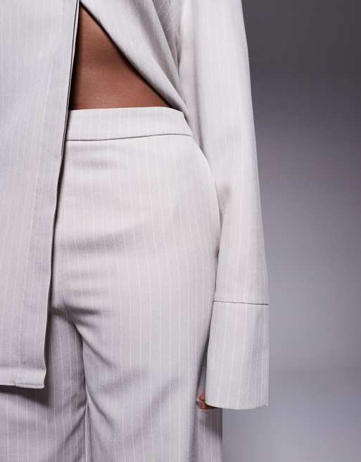 ASOS DESIGN wide leg pants in pinstripe (Part of a set), 2 of 5