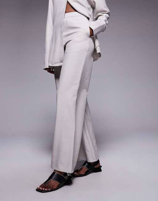 ASOS DESIGN wide leg pants in pinstripe (Part of a set), 3 of 5