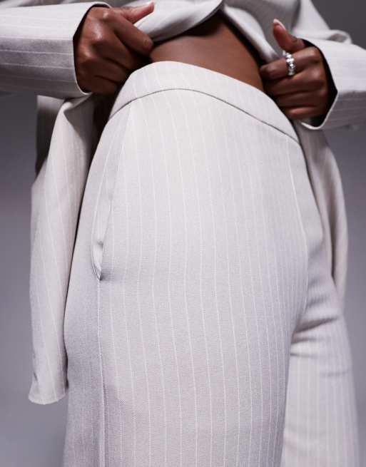 ASOS DESIGN wide leg pants in pinstripe (Part of a set), 4 of 5