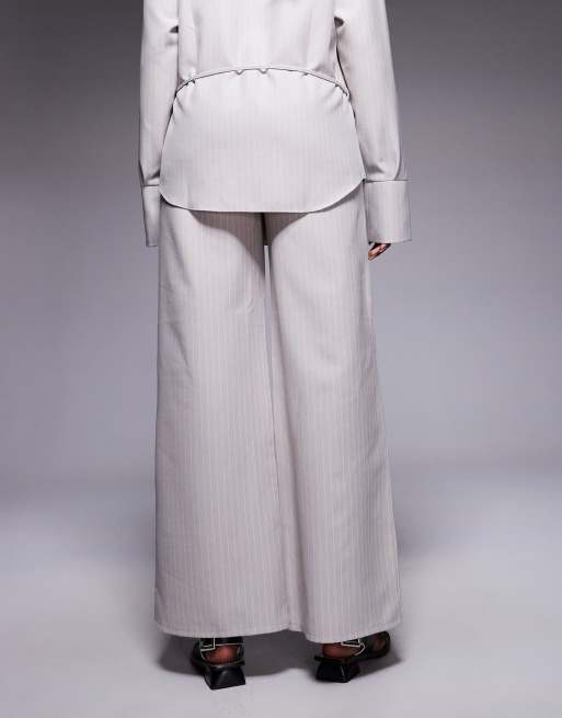 ASOS DESIGN wide leg pants in pinstripe (Part of a set), 5 of 5