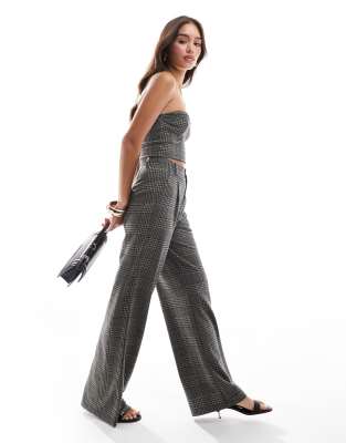 Asos Design Wide Leg Pants In Plaid - Part Of A Set-multi