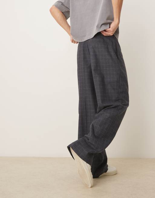 ASOS DESIGN wide leg pants in plaid , 4 of 5