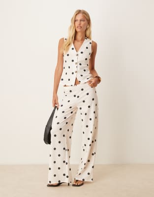 Asos Design Wide Leg Pants In White